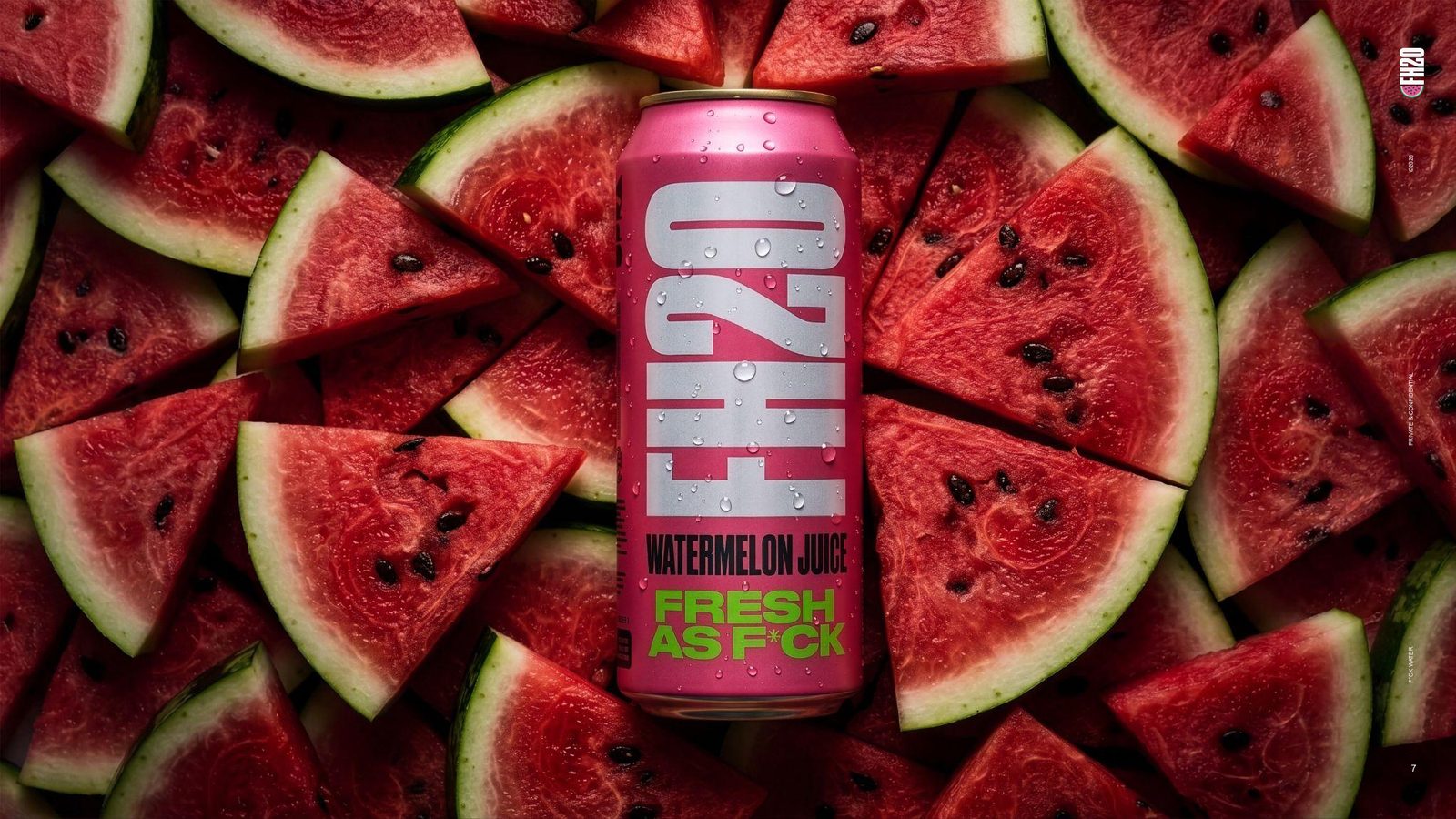 FH2O can on watermelon flesh